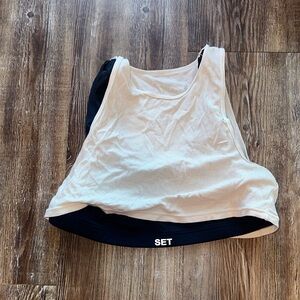 SET active sportbody layered sports bra small navy and white